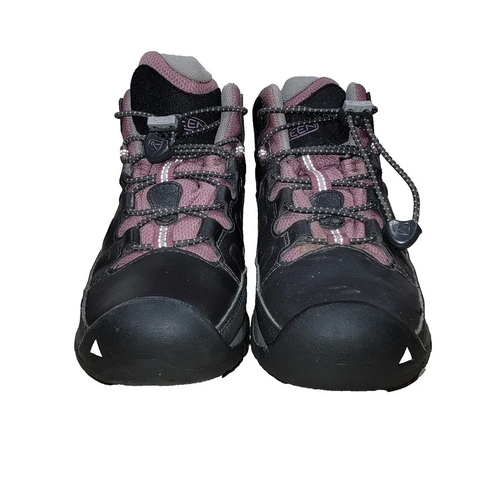 KEEN Targhee Mid Waterproof Hiking Boots Kids Youth Size 3 EU 35 Brown Pink